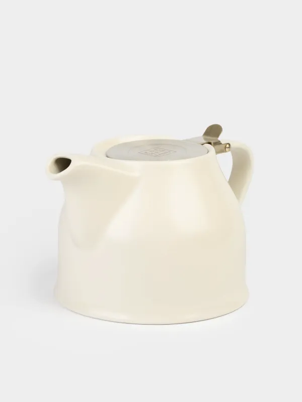 Чайник заварочный, 1 л, фарфор P/сталь, молочно-золотистый, Kettle ceramo, image-1