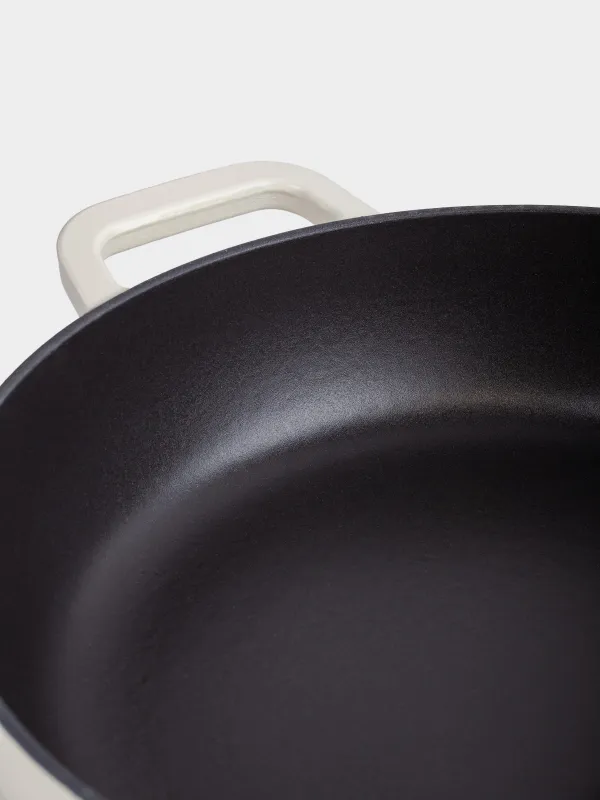 Сотейник, 31 см, 4,3 л, с крышкой, чугун, молочный, Light kitchen, image-4