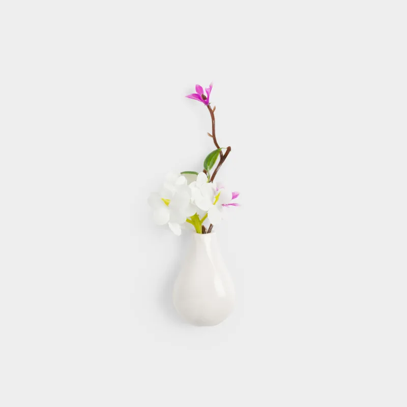 Магнит, 8 см, полирезин, сүт түстес, кептірілген гүлдері бар, Гүлдері бар ваза, Bloom