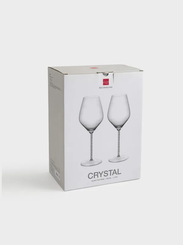 Шарап әйнегі, 450 мл, 2 дана, шыны / ринстондар, Crystal decor, image-4