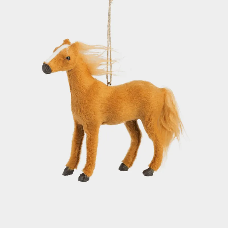 Шырша ойыншығы, 13 см, полиэстер/пенопласт, қоңыр, Жылқы, Figure Christmas Fuzz