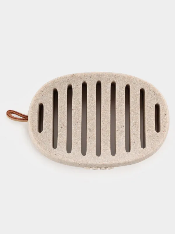 Сабын ыдысы, 13х9 см, полирезин, сопақ, сарғылт-қоңыр, дақ, Dune, image-3