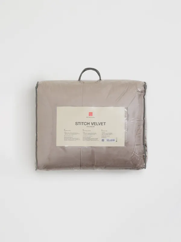 Төсек жапқыш, 220х240 см, сырылған, барқыт/микрофибра, мокко, желбіршектері бар, Stitch velvet, image-6