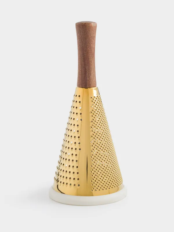 Терка, 24 см, сталь/дерево/резина, круглая, золотистая, Classic gold, image-1