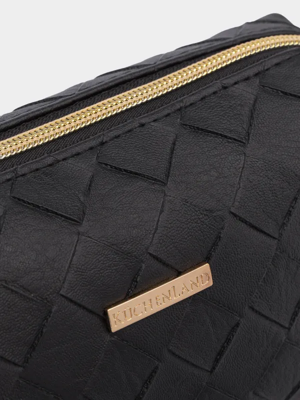 Косметикалық сөмке, 20х10 см, полиуретан, қара, Sennit, image-1