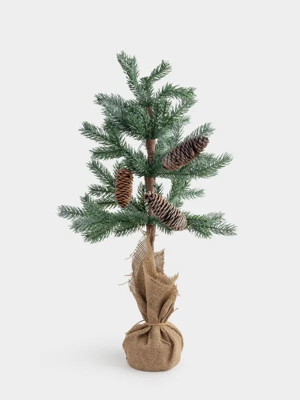 Ель искусственная, 45 см, в мешковине, пластик, Ель с шишками, Conifer decor, image-0