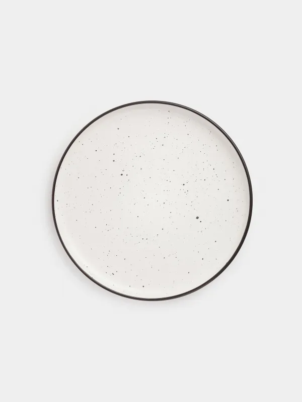 Ас сервизі, 6 адам, 18 зат, керамика, ақ, қара жиегі бар, дақты, Speckled black, image-3