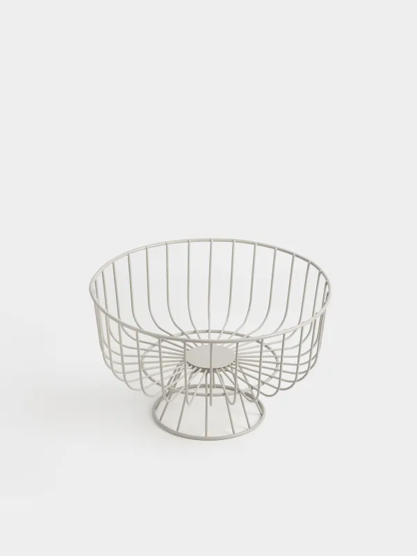 Жеміс себеті, 28х18 см, аяқты, металл, сұр және сарғылт-қоңыр, Twist beige, image-1