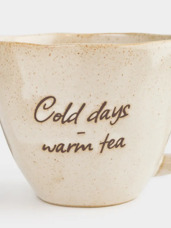 Кружка, 370 мл, керамика R, молочная, в крапинку, Еж внутри, Delicia, image-1