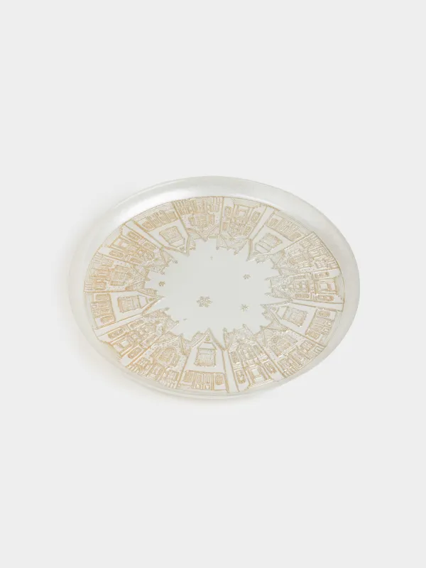 Ыдыс, 31х2 см, шыны, сүт түстес/шампан, Үйлер, Houses pattern, image-1