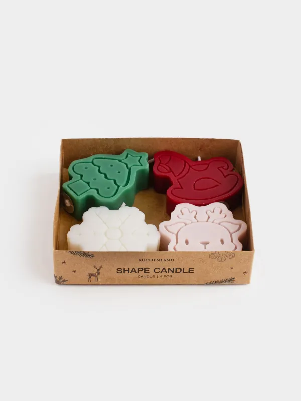 Шам, 2 см, 4 дана, түс, Жылқы/Қар Ұшқыны/Бұғы/Шырша, Shape candle, image-4