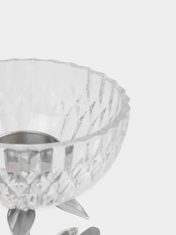 Подсвечник, 26 см, для чайной свечи, стекло/металл, серебристый, Цветок, Fantastic flowers, image-4