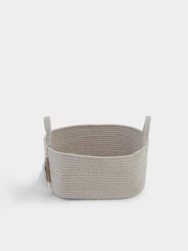 Сақтау себеті, 34х23 см, тұтқалары бар, мақта/полиэстер, сопақ, сүт түстес, Tote, image-4