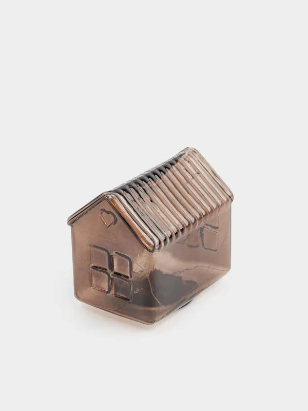 Сәндік шам, 12х12 см, шыны, қоңыр, Үй, House shape, image-0