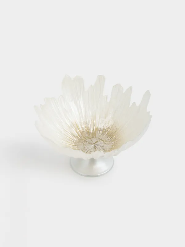 Жеміс вазасы, 26х17 см, аяқты, шыны Р, сүт түстес/шампан, Verge, image-1