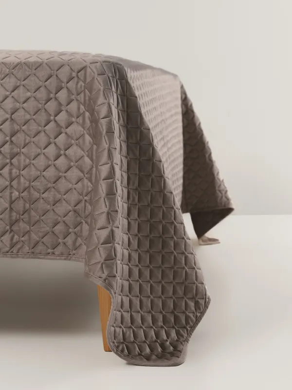 Покрывало, 220х240 см, стеганое, вельвет/микрофибра, сиреневое, Stitch velvet, image-6