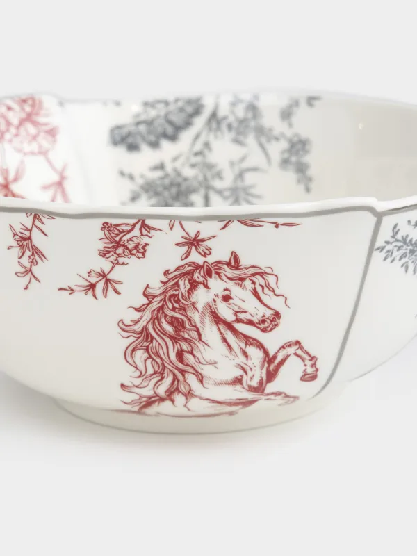 Салат ыдысы, 15х6 см, 500 мл, фарфор N, ақ, күміс жиектері бар, Жылқы, Kairon horse, image-4