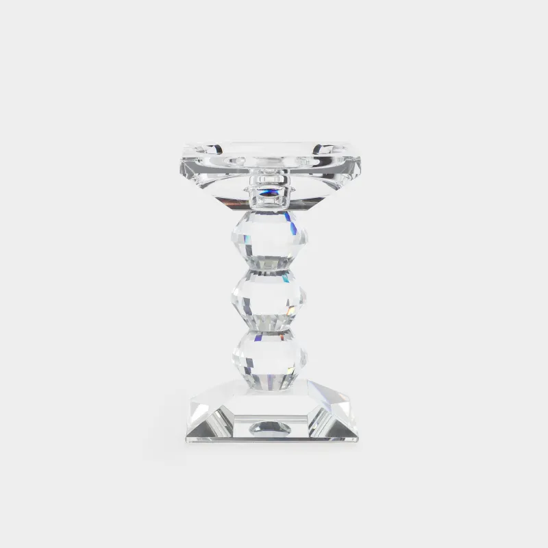 Шам ұстағыш, 15 см, цилиндрлік/жіңішке шамға арналған, аяқты, шыны, Lux crystal