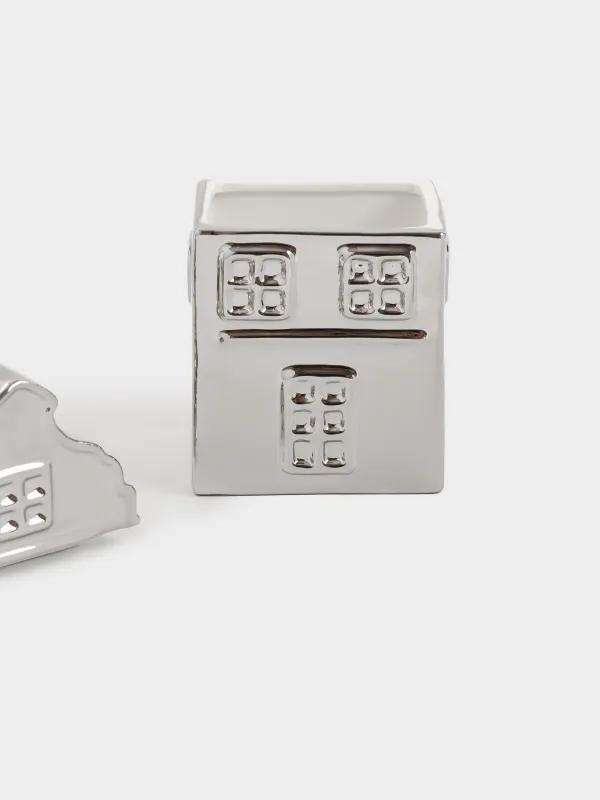 Сақтау ыдысы, 11х20 см, 800 мл, керамика, күміс, Үй, House shape, image-4