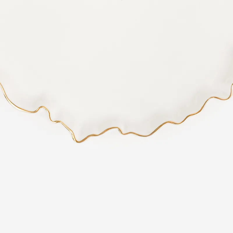 Түскі ас тәрелкесі, 25 см, фарфор P, алтын жиектері бар, Мыжылған әсер, Crumple gold, image-4