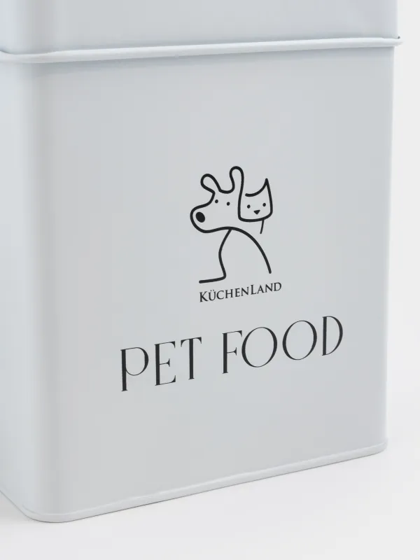 Құрғақ азыққа арналған контейнер, 2,7 л, қасығы бар, металл, сарғыш, Мысық пен Ит, Animals keep, image-3