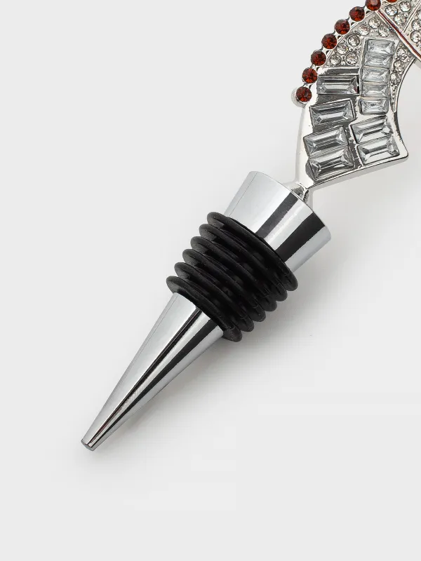 Шарап бөтелкесінің тығыны, 12 см, металл, алтын, Страздары бар жылқы, Horse gold, image-2