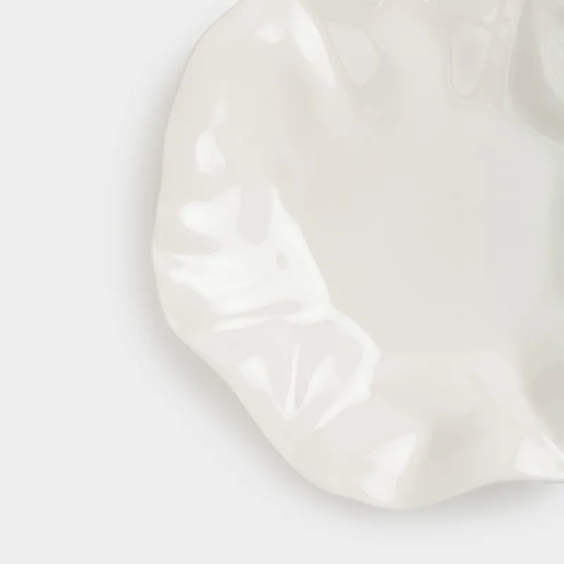 Тіскебасар тәрелкесі, 21 см, фарфор N, сүт түстес, Мыжылған эффект, Crumple, image-3