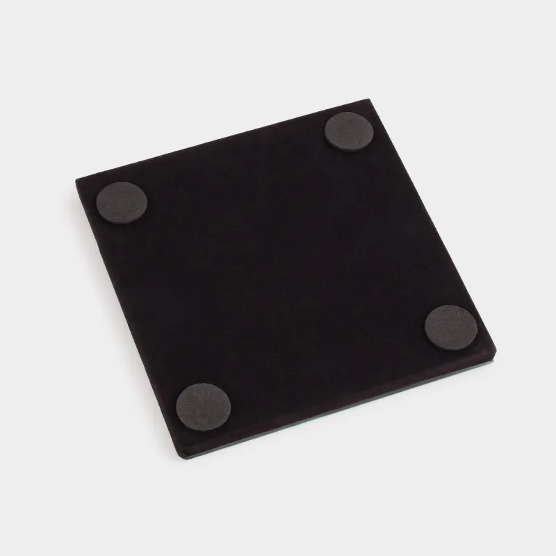 Подставка под кружку, 10 см, стекло, квадратная, зеркальная, Черные кристаллы, Glossy crystal, image-3