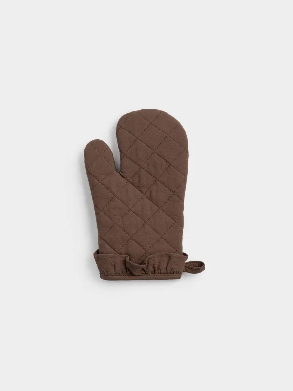 Прихватка-варежка, 18х28 см, хлопок, с рюшами, серо-бежевая, Ruffles, image-0