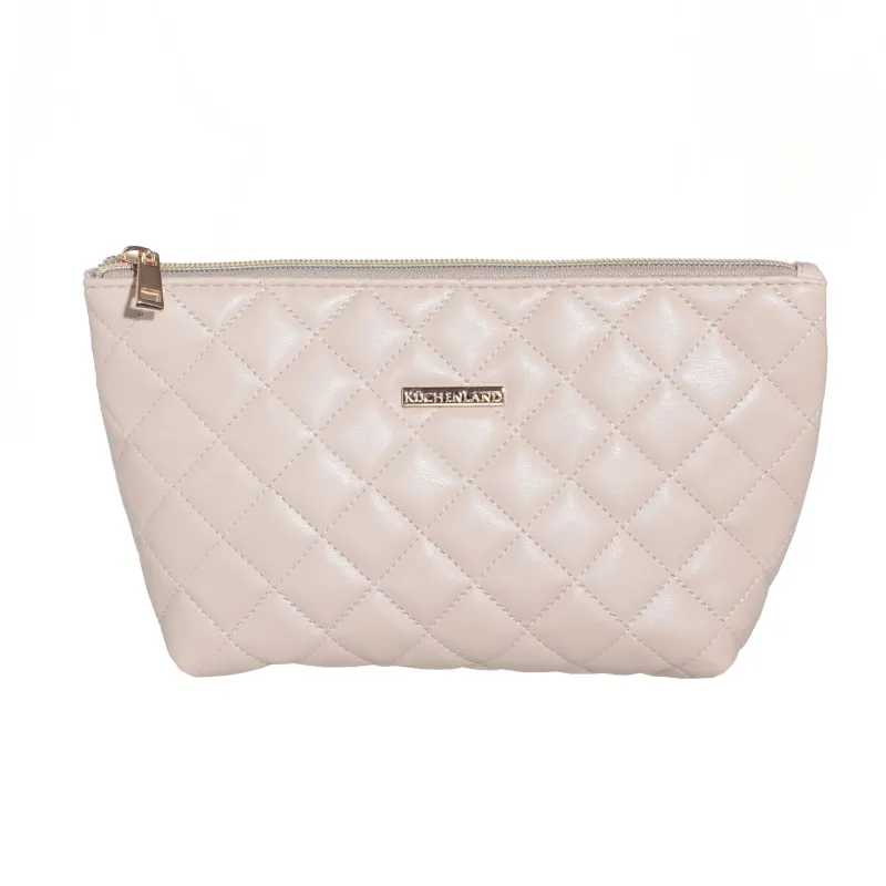 Косметика сөмкесі, 26х13 см, полиуретан, сарғылт, Quilted, image-0