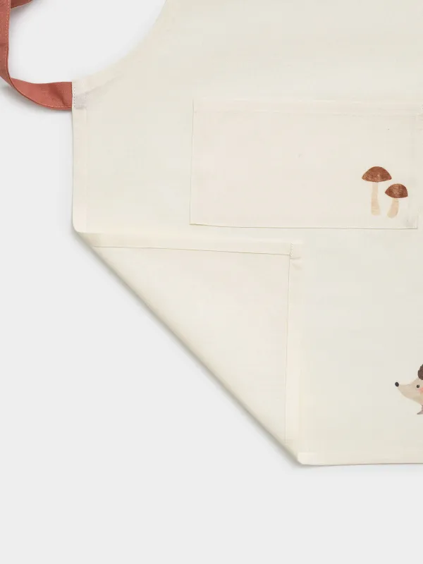 Фартук детский, 45х60 см, хлопок, бежевый, Еж с яблоком, Hedgehog apple, image-4