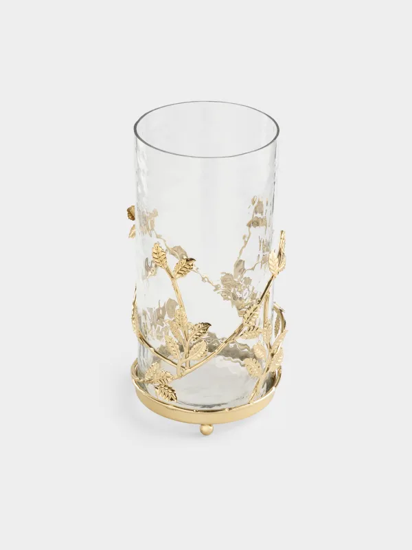 Гүл вазасы, 27 см, шыны/металл, алтын түстес, Жапырақтар, Fantastic gold, image-1