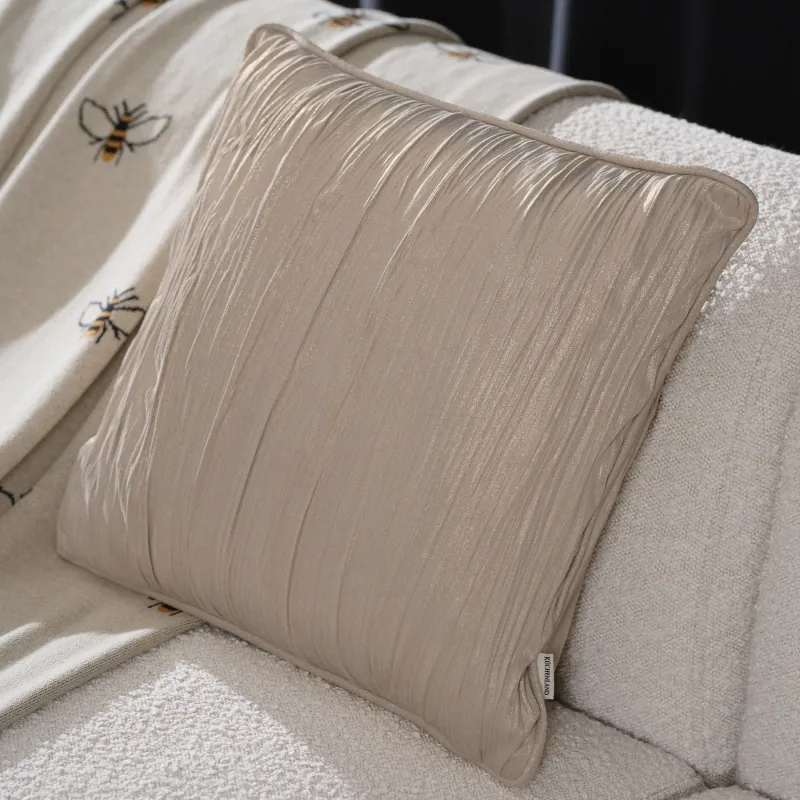 Сәндік жастық, 45х45 см, барқыт, сүтті алтын, Толқындар, Aspect