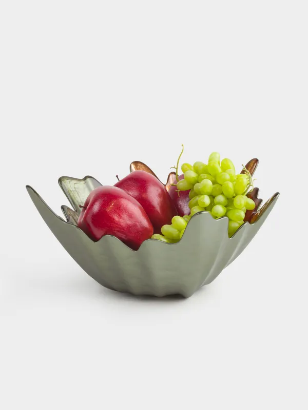 Жеміс вазасы, 34х28х16 см, шыны, кәріптас-жасыл, Жапырақ, Leaves, image-4