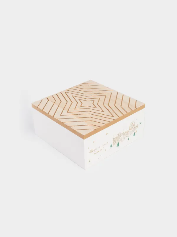 Коробка для чая, 17х17 см, Зимний город, Snow sparks, image-1