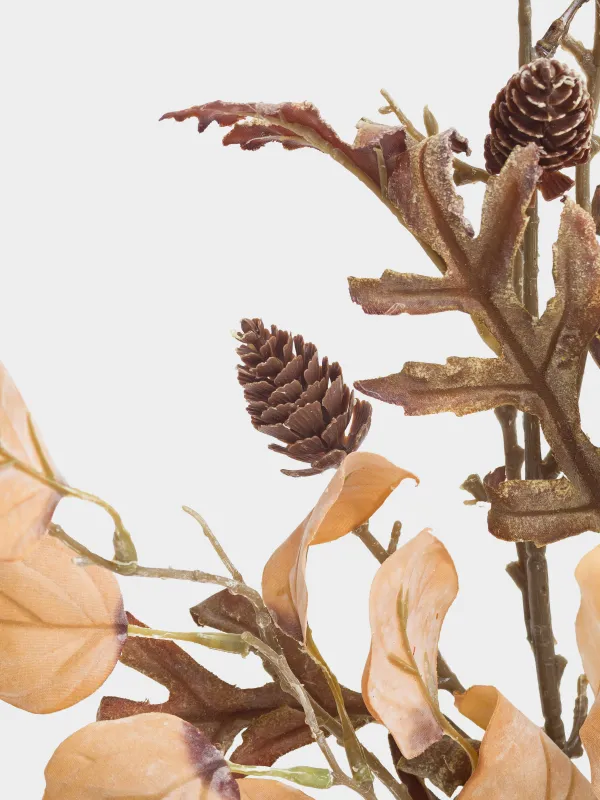 Ветка декоративная, 55 см, полиэстер/пластик, Листья с шишками, Autumn fusion, image-3
