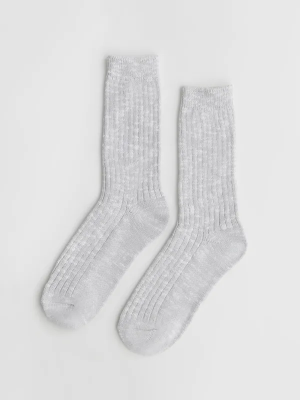 Әйелдерге арналған шұлықтар, өлшемі 36-38, қырлы, мақта/полиэстер, ашық сұр, Warmthy, image-0