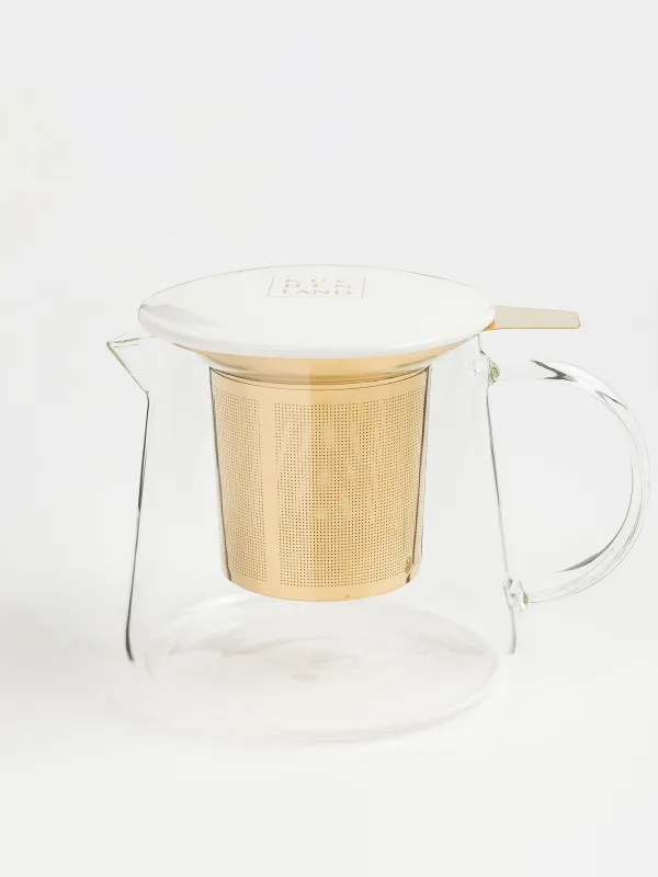 Шәйнек, 600 мл, қыздырылмалы, шыны Б/фарфор Р, сүт түстес-алтын, Ellan, image-2