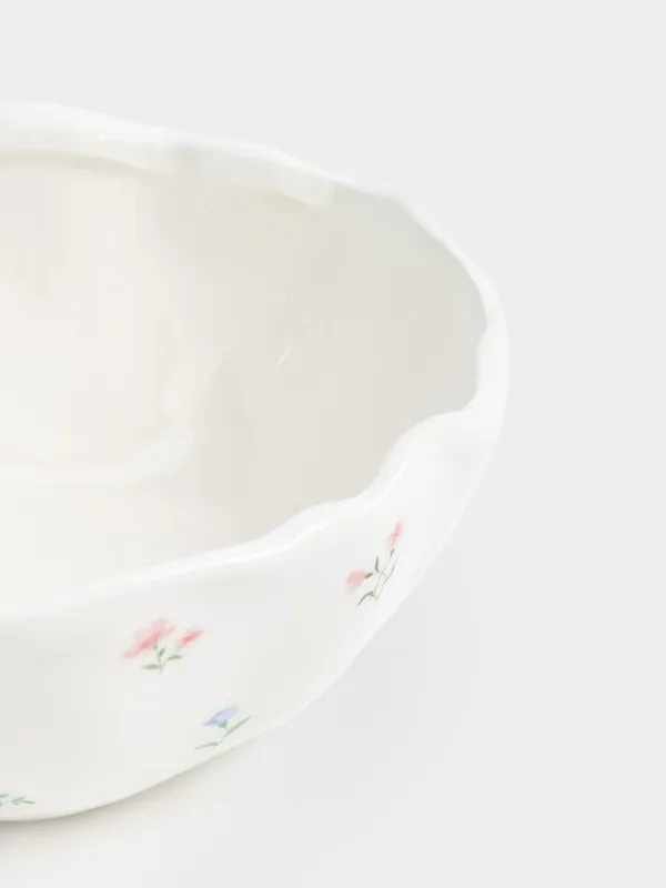 Салат ыдысы, 15х6 см, 440 мл, керамика, сүт түстес, Нәзік гүлдер, El flora, image-3