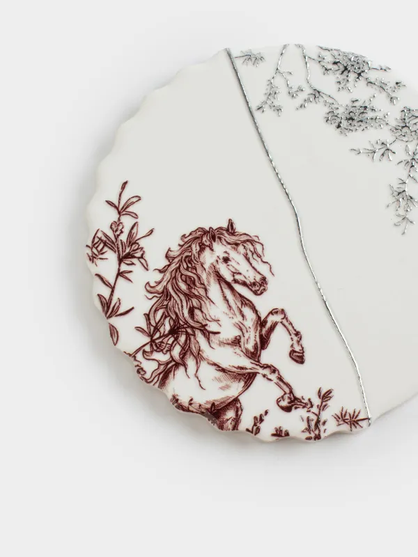 Ыстыққа арналған тұғыр, 20 см, керамика/тығын, дөңгелек, ақ, Жылқы, Kairon horse, image-2