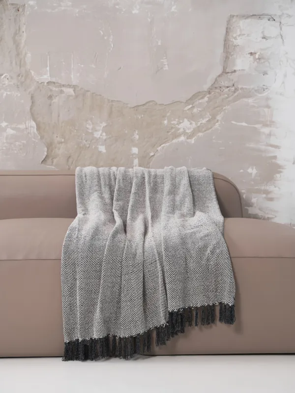 Жамылғы, 130x170 см, шашағы бар, шенилл, сұр-ақ, ирек, Chenill, image-2