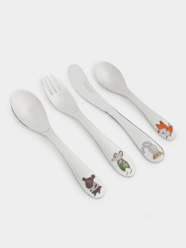 Ас құралдары, балаларға арналған, 1 адам, 4 зат, болат, Forest animals, Forest animals, image-0