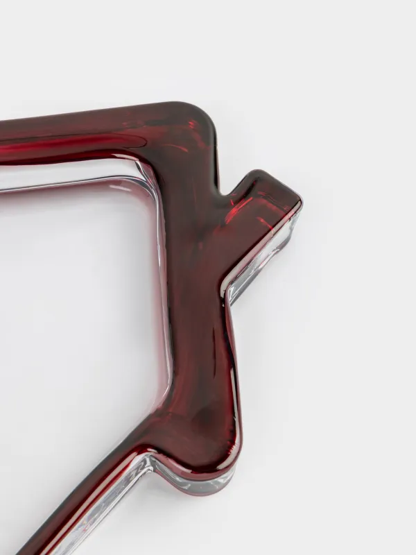 Блюдо, 18х19 см, стекло, бордовое, Дом, House shape, image-2