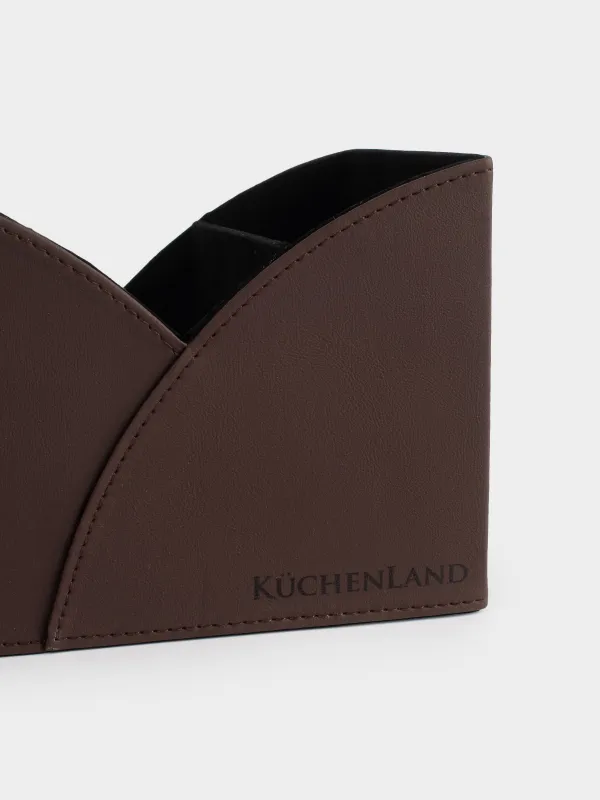 Корзина-органайзер для хранения, 18х14 см, 3 отд, полиуретан, коричневая, Premiere, image-4