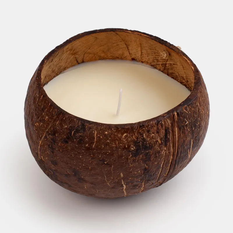 Свеча ароматическая, 8х12 см, в кокосовом подсвечнике, Summer Sunset, Coast, image-0