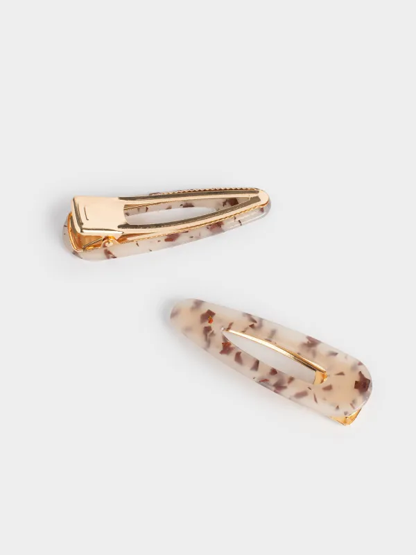 Шаш қыстырғыш, 7 см, 2 дана, акрил/металл, сүт түстес, інжу-маржан, Гламур, Glam, image-2