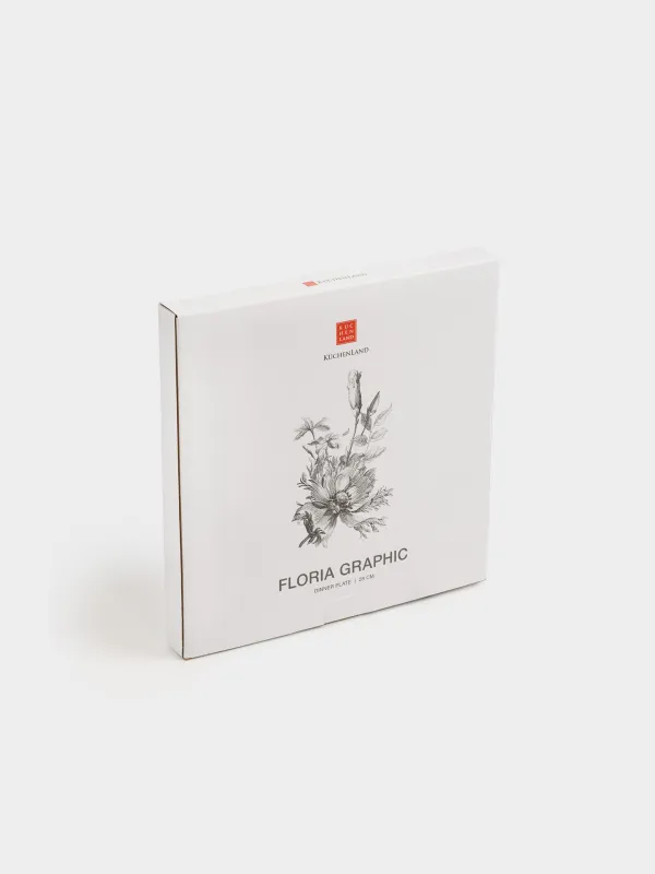 Тарелка обеденная, 28 см, керамика D, белая, Графичные цветы, Floria graphic, image-6