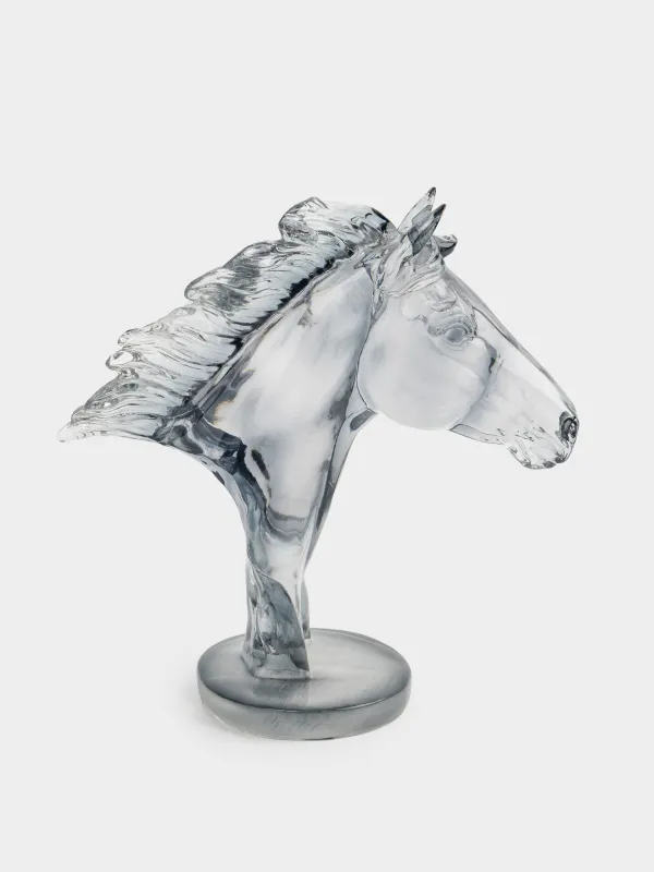 Мүсінше, 22 см, полирезин, сұр, Жылқының басы, Horse color, image-0