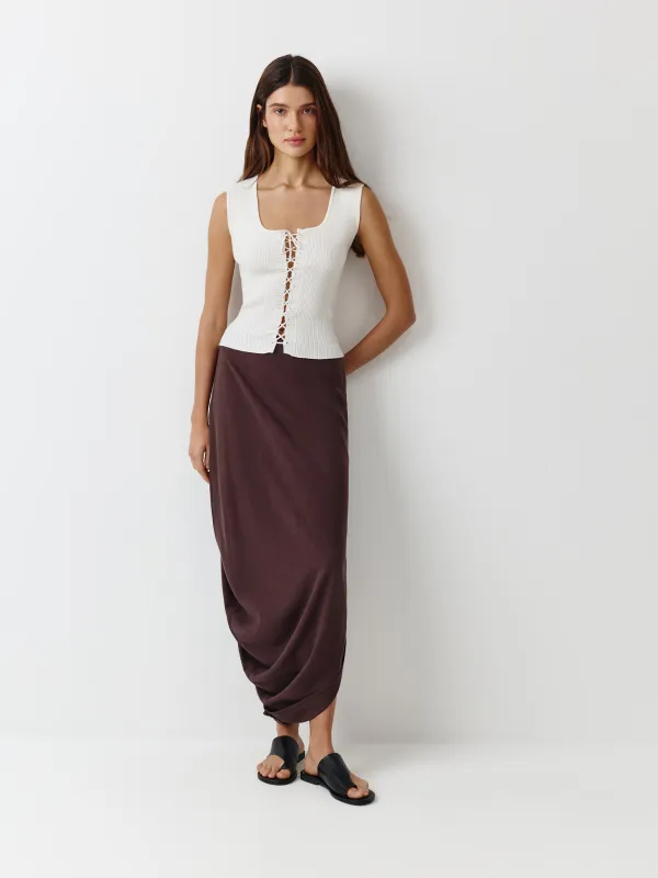 Әйелдер белдемшесі, макси, өлшемі XS, вискоза/зығыр, қоңыр, Blanka, image-0