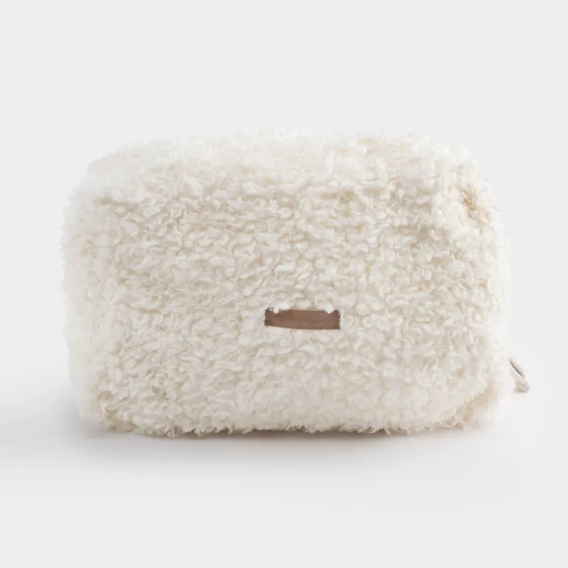 Косметикалық сөмке, 27х17 см, жасанды үлбір, сүт түстес, Curled